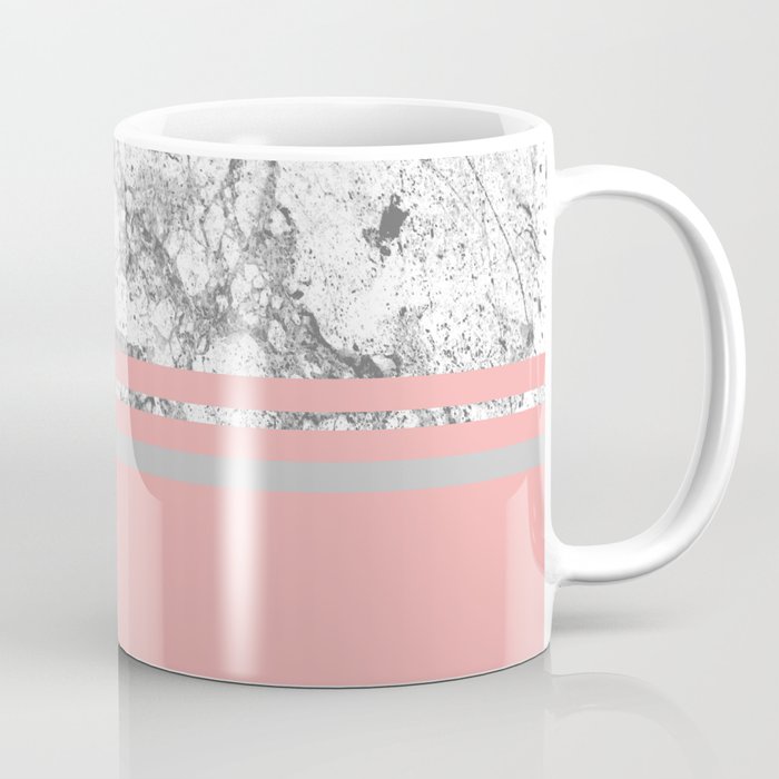 Marble & Solid: Grey + Pink Coffee Mug