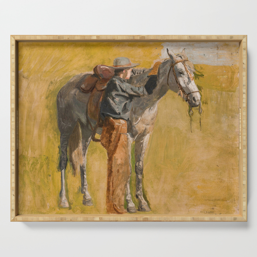 Cowboy: Study for Cowboys in the Badlands, 1887 Serving Tray by fineearthprints
