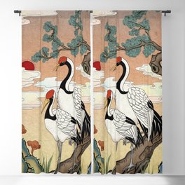 Minhwa: Pine Tree and Cranes C Type Blackout Curtain