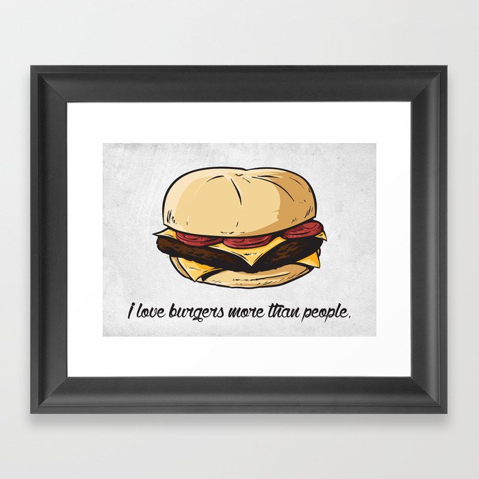 Burger love Framed Art Print