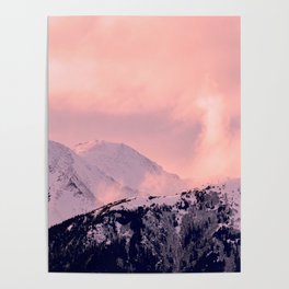 Kenai Mts Bathed in Serenity Rose - II Poster