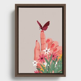 Flower, hand and butterfly  Framed Canvas