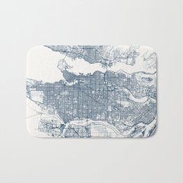 Vancouver, Canada - City Map Illustration - Blue Aesthetic Bath Mat