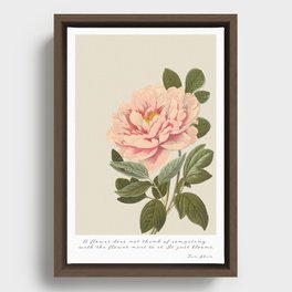 Pink Peony graphic print with quote Framed Canvas