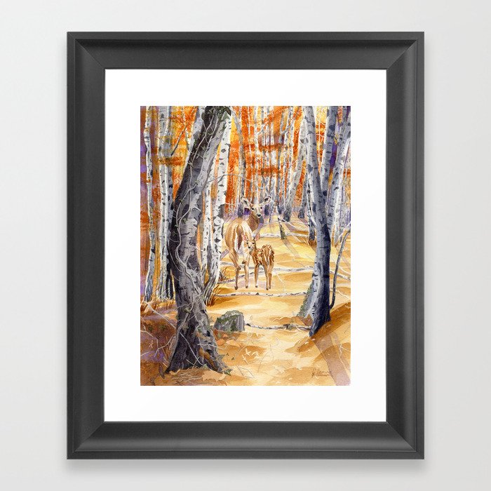 Woodland Deer Framed Art Print