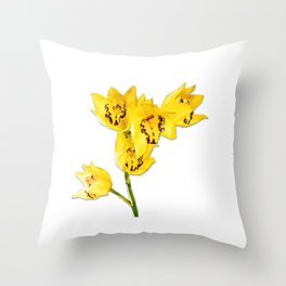Yellow Orchid Flowers On White by Sharon Cummings Throw Pillow
