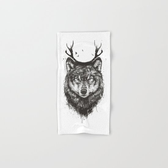 Deer wolf (b&w) Hand & Bath Towel