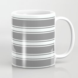 [ Thumbnail: Gray & Mint Cream Colored Stripes Pattern Coffee Mug ]