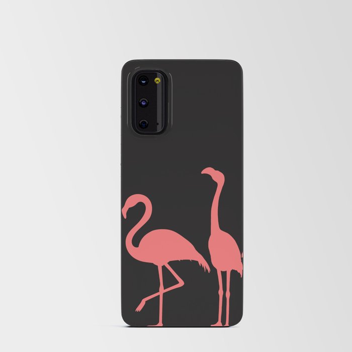 Pink Flamingo Silhouettes on Black Android Card Case