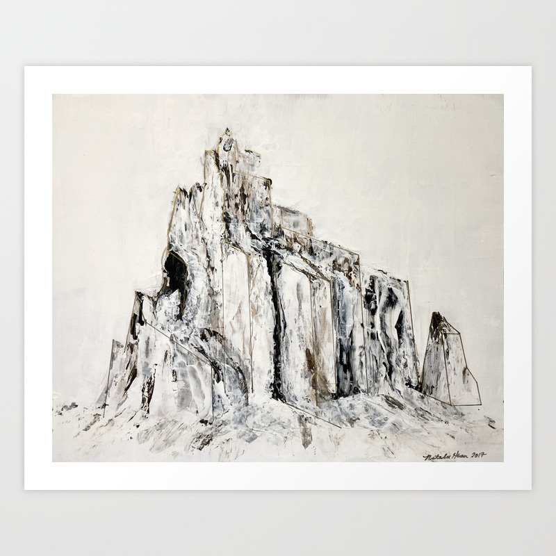 Abstract Landscape Painting Shiprock Black White Geometric Art Print By Cottonwoodcanopy Society6