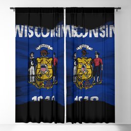 Wisconsin state flag brush stroke, Wisconsin flag background Blackout Curtain