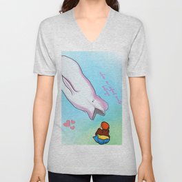 When an infant child meets the beluga whale art V Neck T Shirt