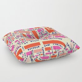 paris map pink Floor Pillow
