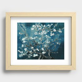 Van Gogh Almond Blossoms : Dark Teal Recessed Framed Print