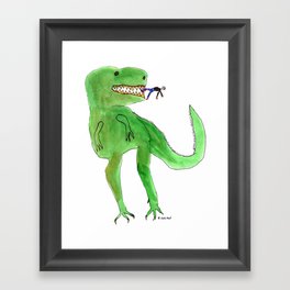 Dinosaur and Tiny Man Framed Art Print