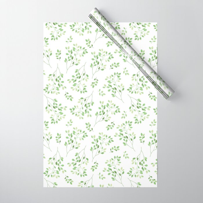 Botanical Greenery Foliage Leaves Pattern Aesthetic Wrapping Paper