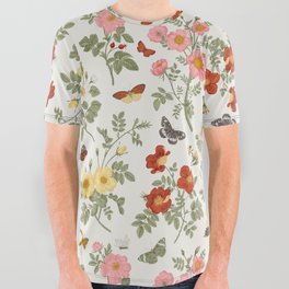 Wild Flower Butterfly Garden Floral All Over Graphic Tee