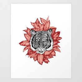 Tiger with Plants Art Print