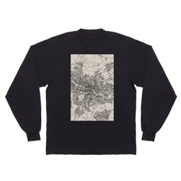 Glasgow, Scotland. City Map Drawing - Black and White Long Sleeve T-shirt