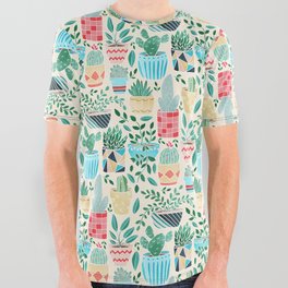 Fun Cacti in Pots All Over Graphic Tee