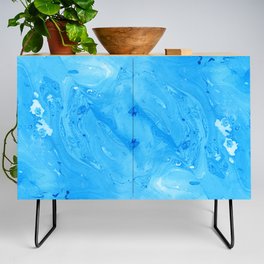 Abstract Clean Blue Watercolor Painting Credenza
