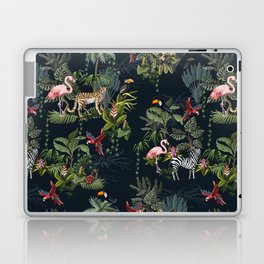 Seamless pattern with jungle animals, flowers and trees.  Laptop Skin