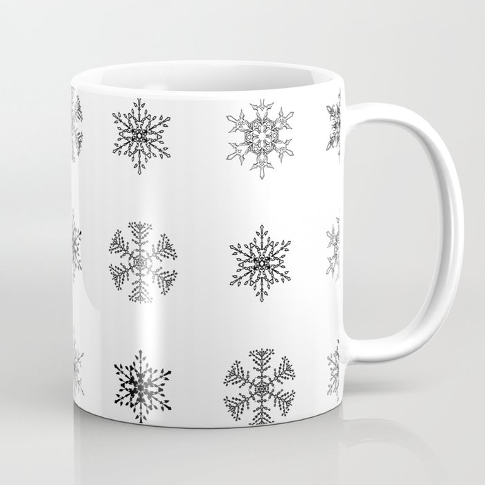 Snowflake Pattern - Black and white winter snowflake pattern artwork Coffee Mug