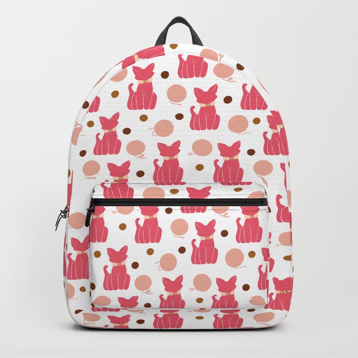 Cat Pattern Pink on White Backpack