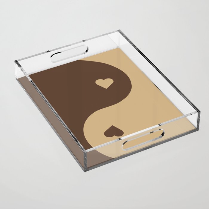 Latte Yin Yang Heart Acrylic Tray