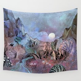 Valley at Full Moon Wall Tapestry