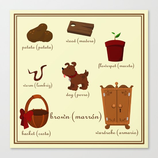 Colors: brown (Los colores: marrón) Canvas Print