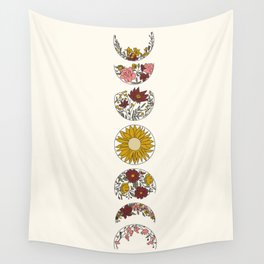 Floral Phases of the Moon Wall Tapestry
