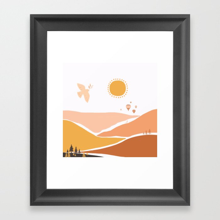 Mountains sunset Framed Art Print