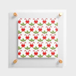 Christmas Pattern Watercolor Candy Bow Mistletoe Floating Acrylic Print