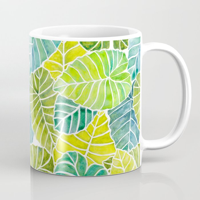 Tropical Leaves Alocasia Elephant Ear Plant Blue Green Coffee Mug