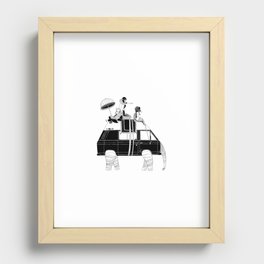 Elephant Camper Van Recessed Framed Print