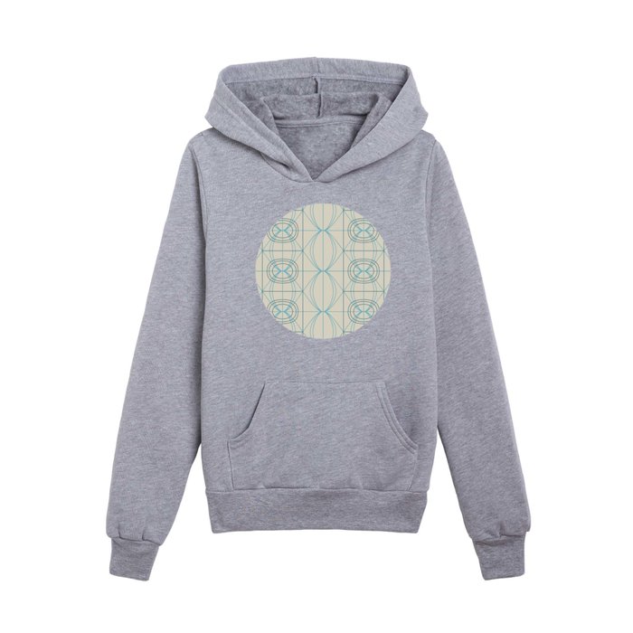 Queen's Jewels - Teal & Blue on Cream Kids Pullover Hoodie