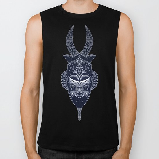 Horned Tribal Mask (color version) Biker Tank