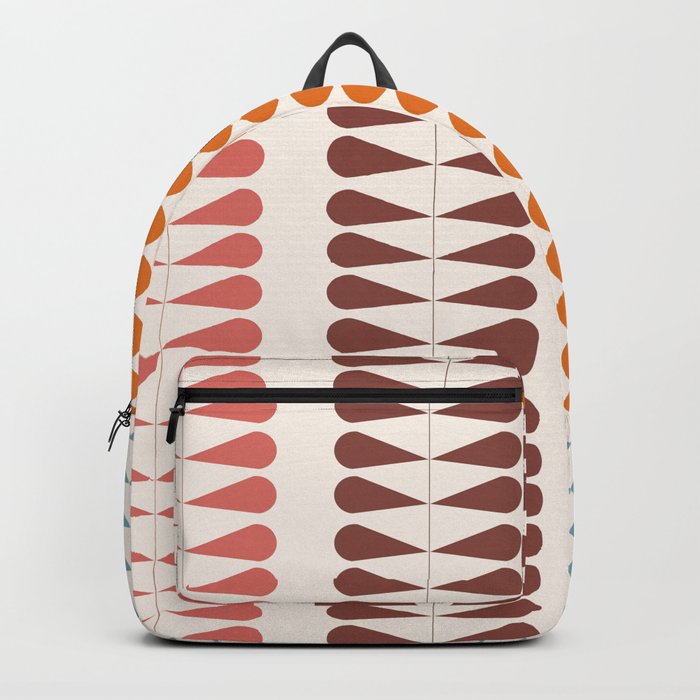 Retro geometric mid century plant pattern 1 Backpack