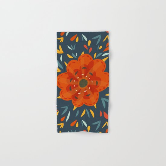 Decorative Whimsical Orange Flower Hand & Bath Towel