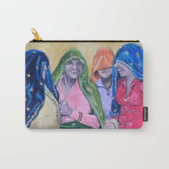 Painting of Rural Indian Women talking or gossiping  Carry-All Pouch