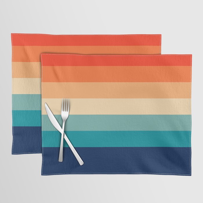 7 Colorful Retro Summer Stripes Bamola Placemat