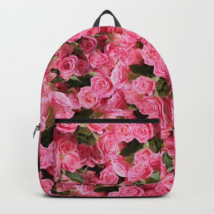 Pink Rose Floral Pattern Backpack