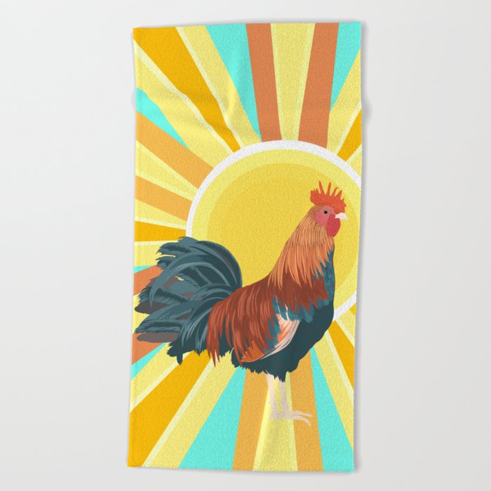 Sunshine rooster Beach Towel