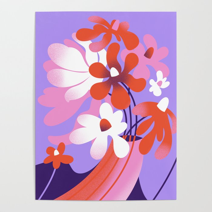 Trippy Flower Vase Poster