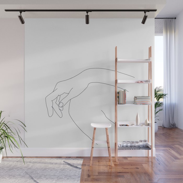 Hand on knee black and white illustration - Ana Wall Mural