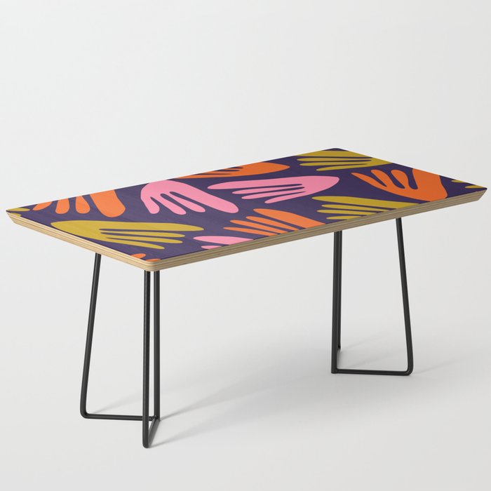 Big Cutouts Papier Découpé Abstract Pattern in Retro Orange Pink Avocado Lime Purple Blue Coffee Table