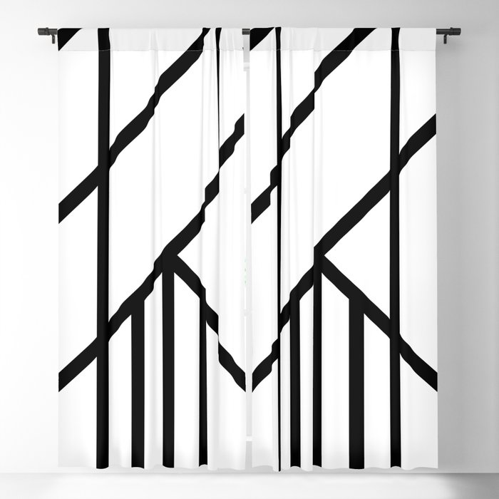 Bold Deco - Art Deco Abstract Line Art in Black and White Blackout Curtain