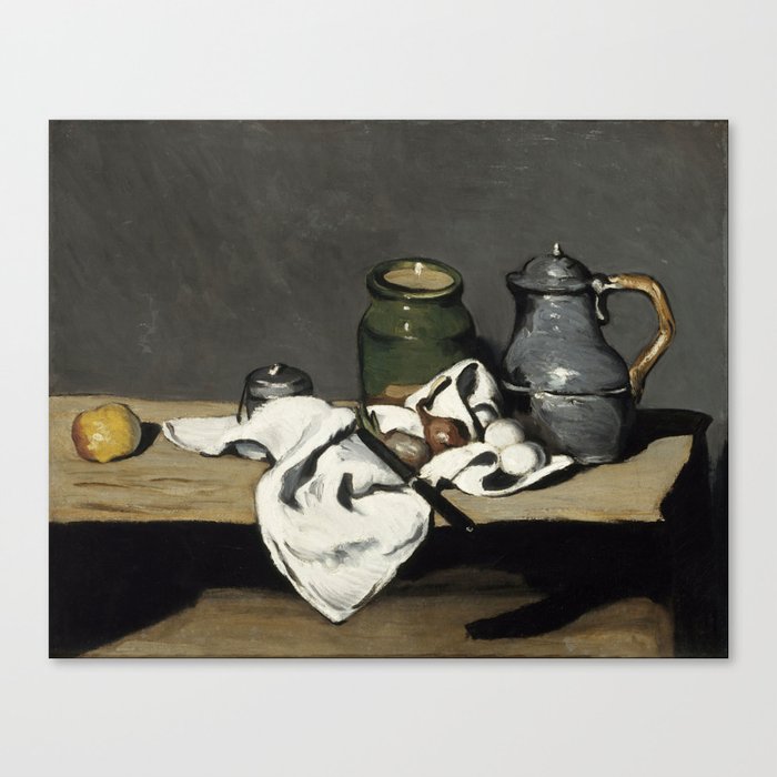 Paul Cézanne - Still Life with Green Pot and Pewter Jug - Pot vert et bouilloire d'étain Canvas Print