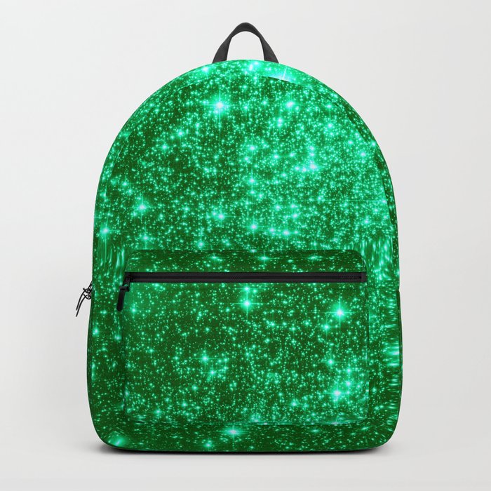 Emerald Green Glitter Stars Backpack